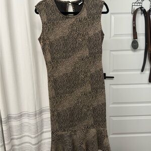 VENUS Black and Tan Midi Dress